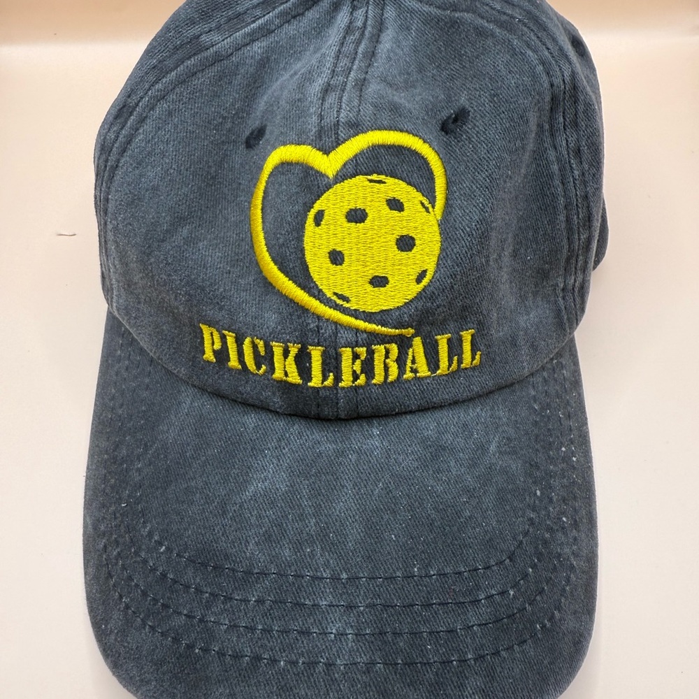 New-Pickleball Charcoal Embroidered Pickleball Adjustable Hat Cap-Unisex